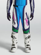 Alpinestars Jugend Supertech Maven Hose, Motocross-Hose in Blau und Weiß mit neongrünen Akzenten, athletische Performance-Passform, hochwertige MX-Ausrüstung für junge Fahrer.