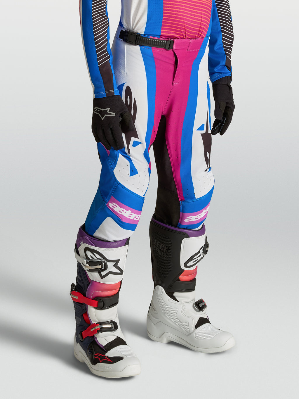 Alpinestars Jugend Supertech Maven Hose, Motocross-Hose für Kinder, Blau und Koralle, 4-Wege-Stretch-Ripstop-Gewebe.
