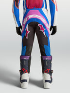 Alpinestars Jugend Supertech Maven Hose 2027, Motocross-Hose für Kinder, Rückansicht in Blau und Hot Coral, verstärkter Sitzbereich und athletische Passform.