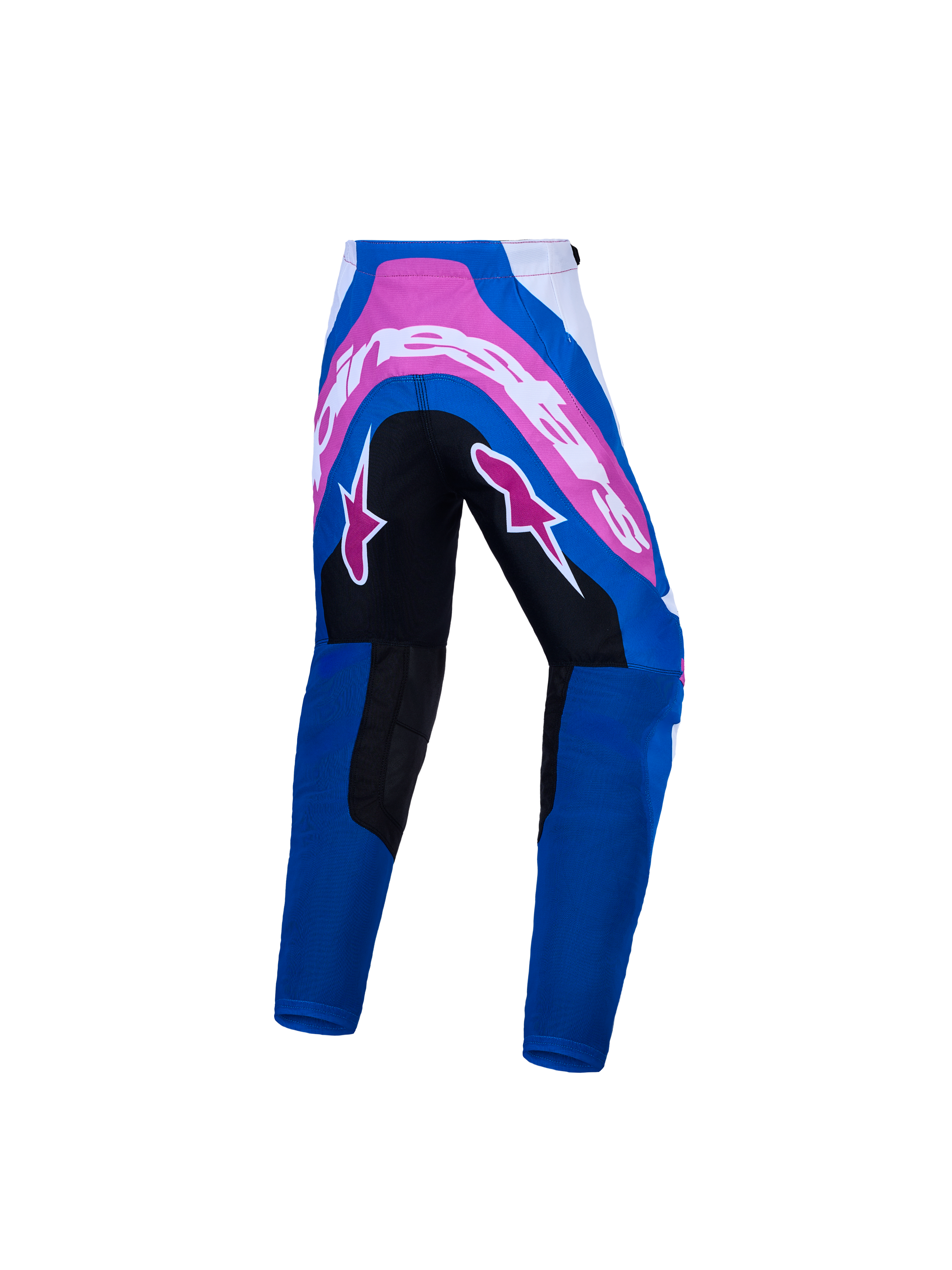 Alpinestars Supertech Maven Jugend-Hose, Motocross-Hose, Blau und Pink, verstärkter Sitzbereich, atmungsaktive Stretch-Zonen.