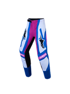 Alpinestars Supertech Maven Jugend-Hose, Motocross-Hose für Kinder, Weiß, Blau und Pink, athletische Rennpassform mit Ratschenverschluss, dehnbare Materialien für maximale Bewegungsfreiheit bei der Geländefahrt.