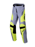 Alpinestars 2025 Youth Racer Veil Pants, Motocross Pants, Gray and Yellow Fluo, black accents on knees and waist, sporty design with pre-curved legs and logos, durable off-road racing gear