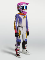Alpinestars Fluid Drag Jugend-Hose, Blau, Gold und Grau, Motocross-Hose für junge Fahrer, ergonomisch und strapazierfähig.