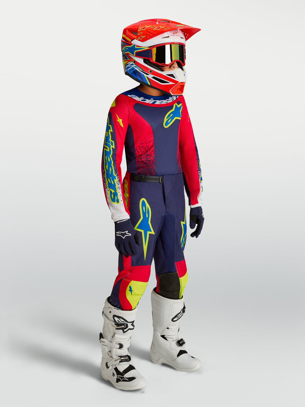 Alpinestars Jugend Fluid Drag Hose 2027, MX-Hose für Kinder, Dunkelblau und Rot, Teil einer kompletten Rennausrüstung.