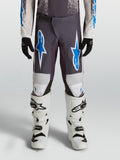 Alpinestars Fluid Drag Jugend-Hose, Motocross-Ausrüstung, Sand und Blau, 600D-Polygewebe mit verstärkten Knien.