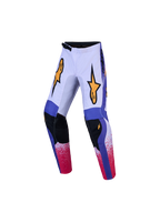 Alpinestars Fluid Drag Jugend-Hose, Motocross-Hose für junge Fahrer, Lila und Blau mit roten Akzenten, strapazierfähiges 600D-Polygewebe, ergonomische Passform für Offroad-Einsätze, gelbe Logo-Grafiken