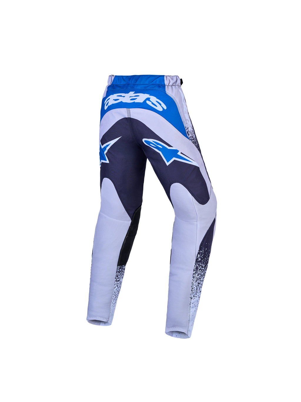 Alpinestars Fluid Drag Jugend-Hose, Rückansicht, Grau und Blau, strapazierfähige Motocross-Hose mit ergonomischer Passform.