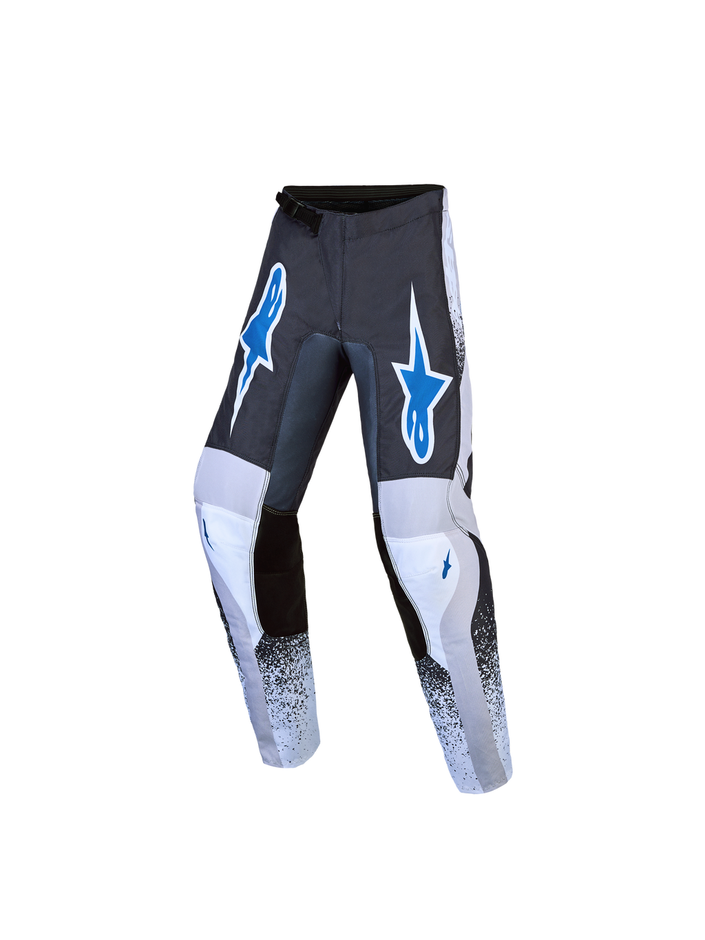 Alpinestars Fluid Drag Jugend-Hose 2027, Motocross-Hose für Kinder, Grau und Blau, strapazierfähiges, vorgeformtes Textildesign.
