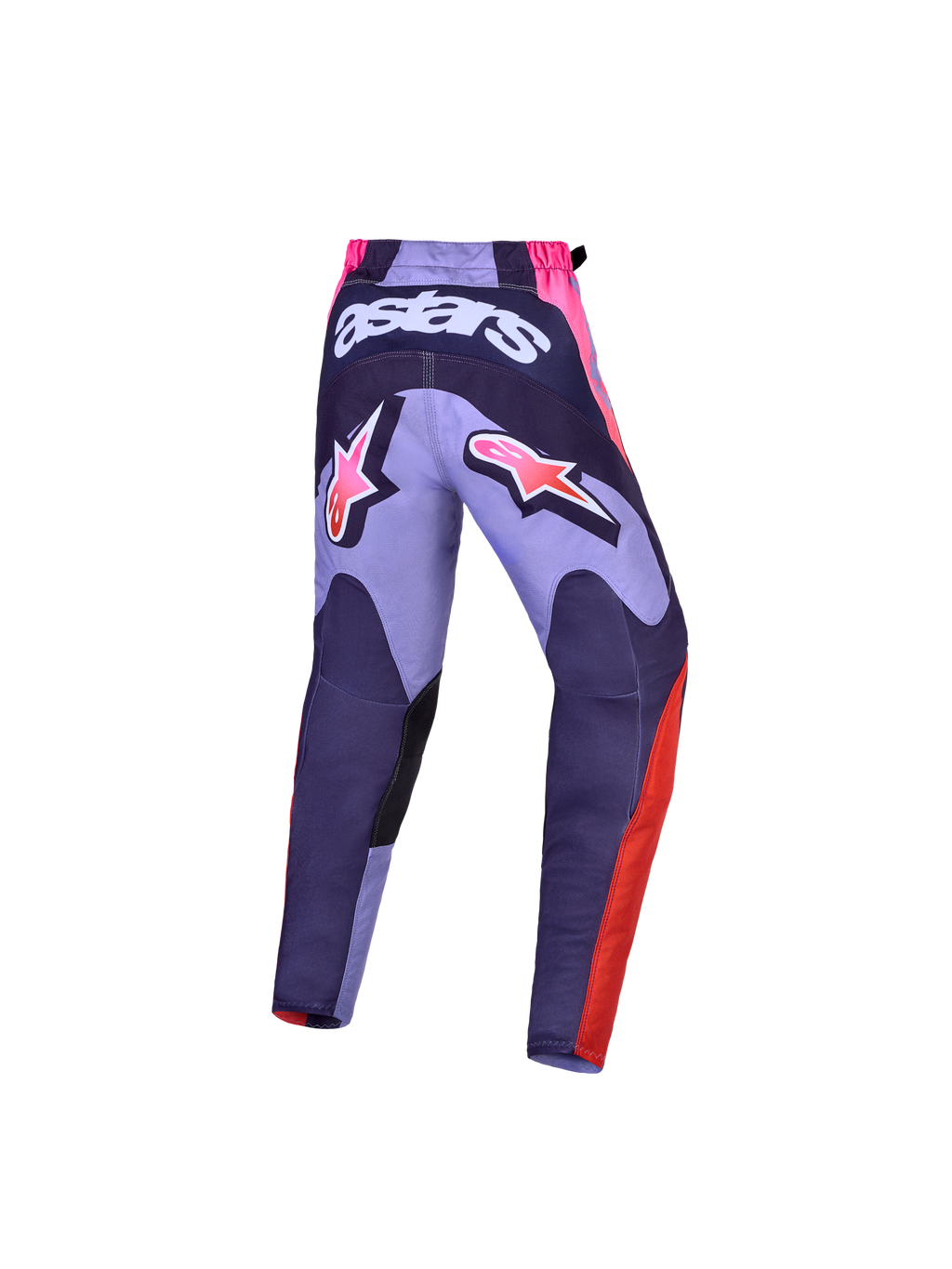 Alpinestars Fluid Hunt Jugend-Hose 2027, lila und pinke Motocross-Hose mit rückseitigem Astars-Branding und Sport-Passform.