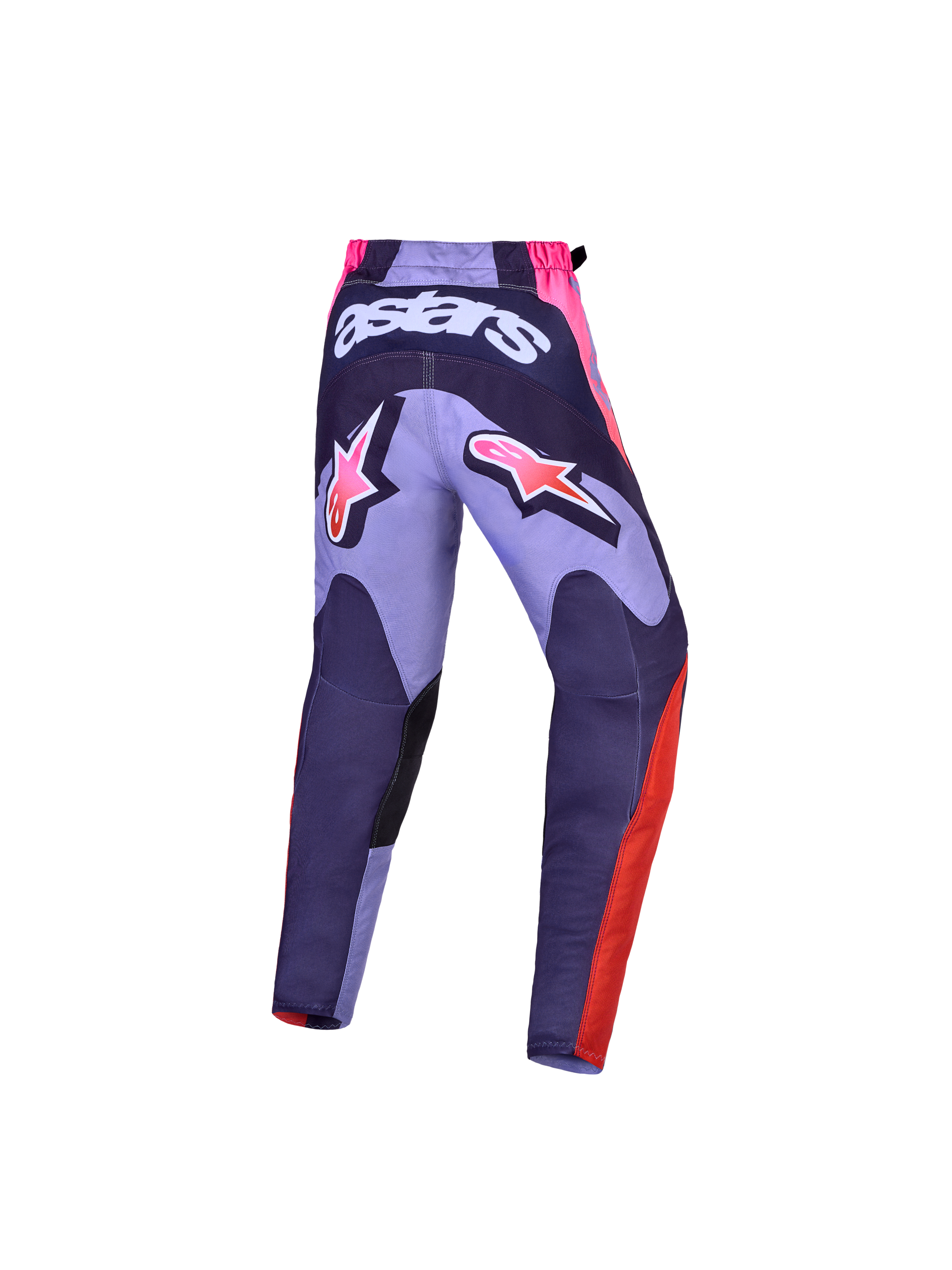 Alpinestars Fluid Hunt Jugend-Hose 2027, lila und pinke Motocross-Hose mit rückseitigem Astars-Branding und Sport-Passform.