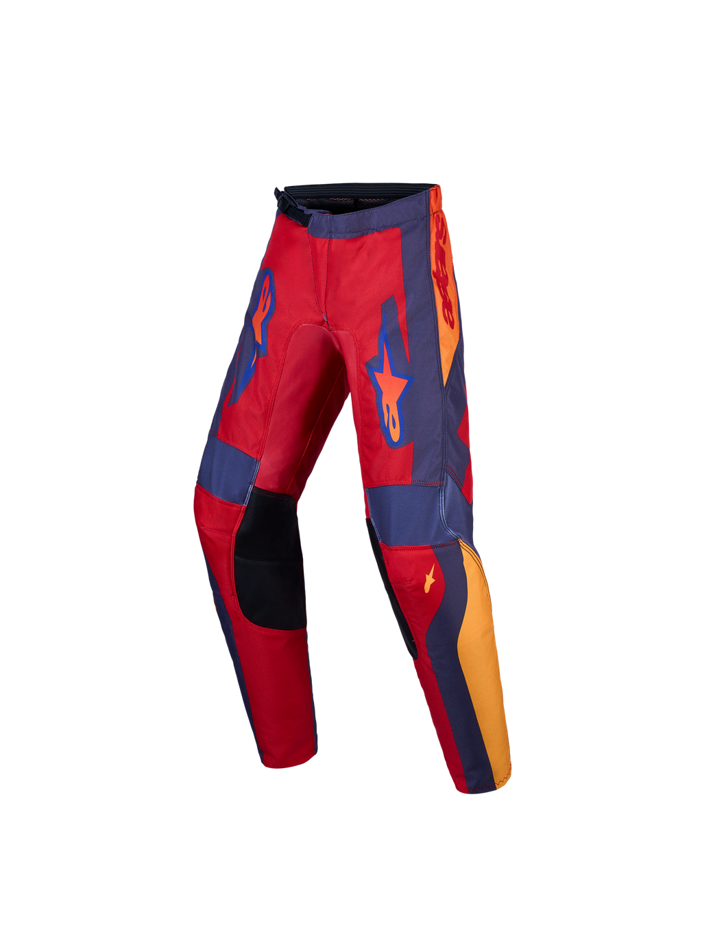 Alpinestars Fluid Hunt Jugend-Hose, Motocross-Hose in Rot und Grau mit verstärkten Knien und Stretch-Einsätzen.