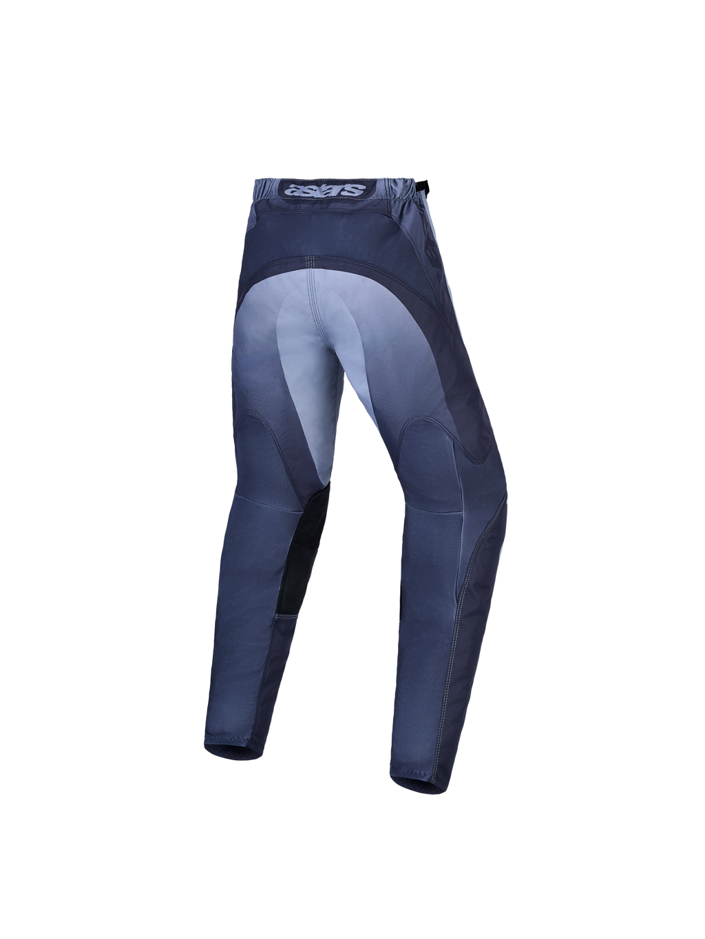 Alpinestars Fluid Jugend-Hose Amber, Motocross-Hose in Grau und Lila, Rückansicht, verstärkter Sitzbereich und 3D-Schnitt.
