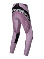Alpinestars 2025 Stella Techstar Melt Damen-Hose, Motocross-Hose, Blush und Schwarz, Dreiviertel-Rückansicht mit weißem Alpinestars-Branding auf der Rückseite, pinkfarbenes Ripstop-Gewebe mit schwarzen Akzenten, entwickelt für Performance-Offroad-Rennsport