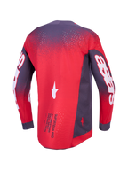 Alpinestars Supertech Hiten AFD Trikot, belüftetes Herren-MX-Oberteil, Neonrot und Grau, athletische Passform, Rückansicht