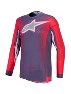 Alpinestars Supertech Hiten AFD Trikot, Motocross-Renntrikot für Herren, Grau und Rot-Fluo, belüftetes Stretch-Mesh.