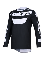 Alpinestars 2026 Racer Air Riway Jersey, Motocross-Trikot in Schwarz und Weiß, markantes weißes astars-Branding auf der Brust, leichtes Mesh-Gewebe für hohe Luftzirkulation, lange Ärmel, sportliche Passform für Offroad-Performance