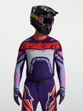 Alpinestars Supertech Dyna Jersey, purple and pink fluo motocross racing top, athletic race fit with mesh construction.