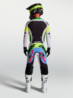 Alpinestars 2027 Supertech Dyna Trikot und Ausrüstungsset, Herren-Profi-Motocross-Outfit, Grün Fluo und Schwarz, Rückansicht.