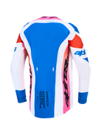 Alpinestars Supertech Dyna Trikot, Motocross-Trikot für Herren, Blau-Weiß, Rückansicht mit atmungsaktivem Stretch-Mesh.