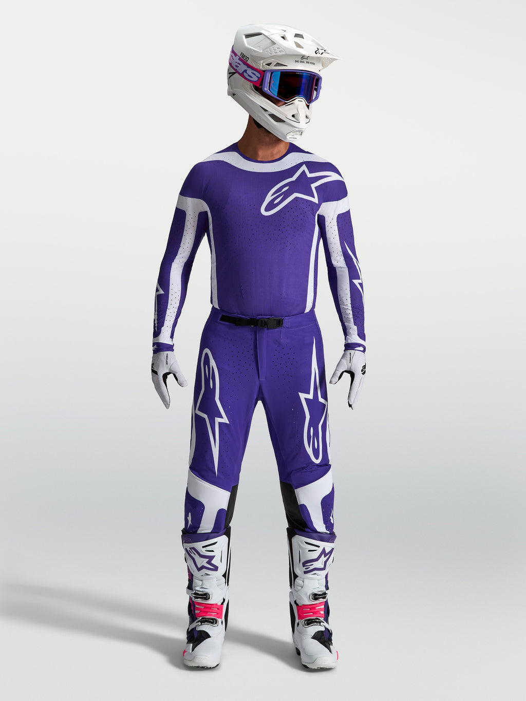 Alpinestars Supertech Vesta Trikot und Ausrüstungsset, Motocross-Ausrüstung für Herren, Dunkelblau und Weiß, professionelle athletische Passform