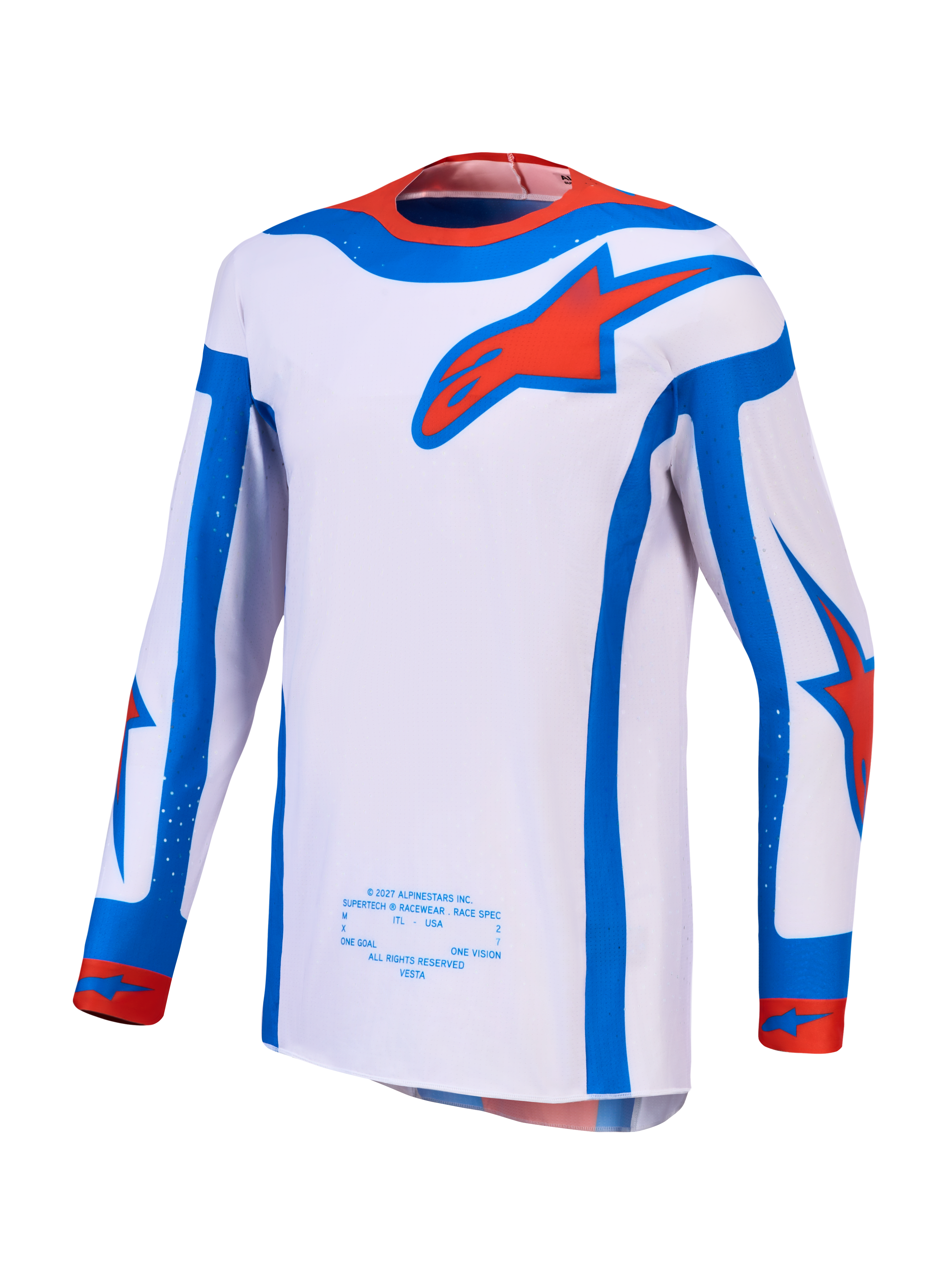 Alpinestars Supertech Vesta Trikot AND Gear Set, Herren-MX-Trikot, Helllila, Blau, Kardinalrot, athletische Passform.