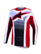 Alpinestars Techstar Maven Trikot, Motocross-Renntrikot, Rot und Weiß, schwarzes Stern-Logo, atmungsaktives Stretchmaterial