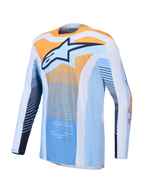 Alpinestars Techstar Maven Trikot, Motocross-Renntrikot in Staubblau und Tangerine mit athletischer Passform.