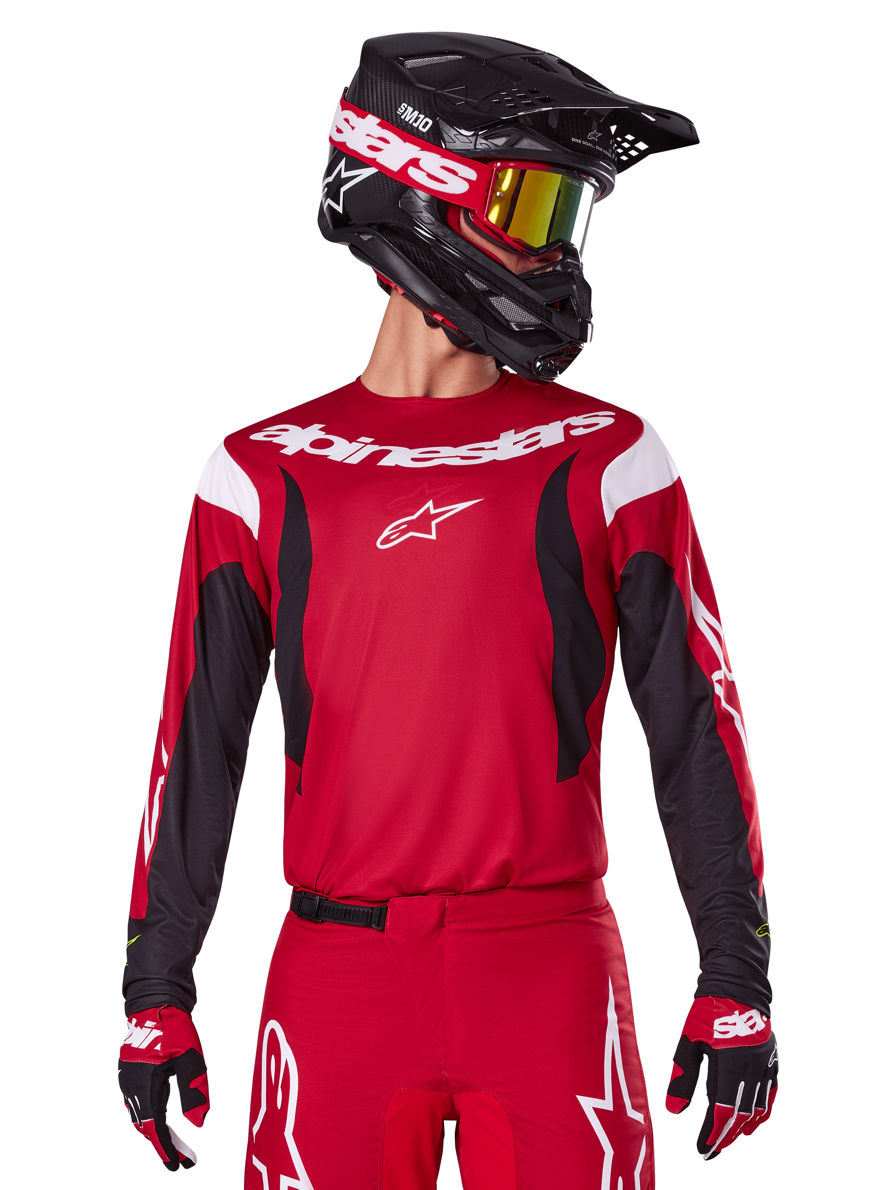 Alpinestars 2025 Fluid Haul Jersey and 2025 Fluid Haul Gear Set, Men's Motocross Racing Apparel, Bright Red and Black