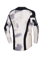 Alpinestars 2026 Racer Lahnd Trikot, Motocross-Trikot, Sand-Camo mit cremeweißen und grauen Pinselstrich-Mustern, Rückansicht mit vertikalen schwarzen Mesh-Einsätzen, schwarzem Kragen und verlängerter Rückenpartie für zusätzliche Abdeckung.