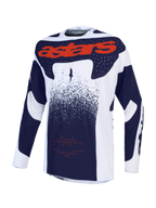 Alpinestars Techstar Swan Trikot, Motocross-Oberteil in Helllila, Dunkelgrau und Red Fluo, athletische Rennpassform.