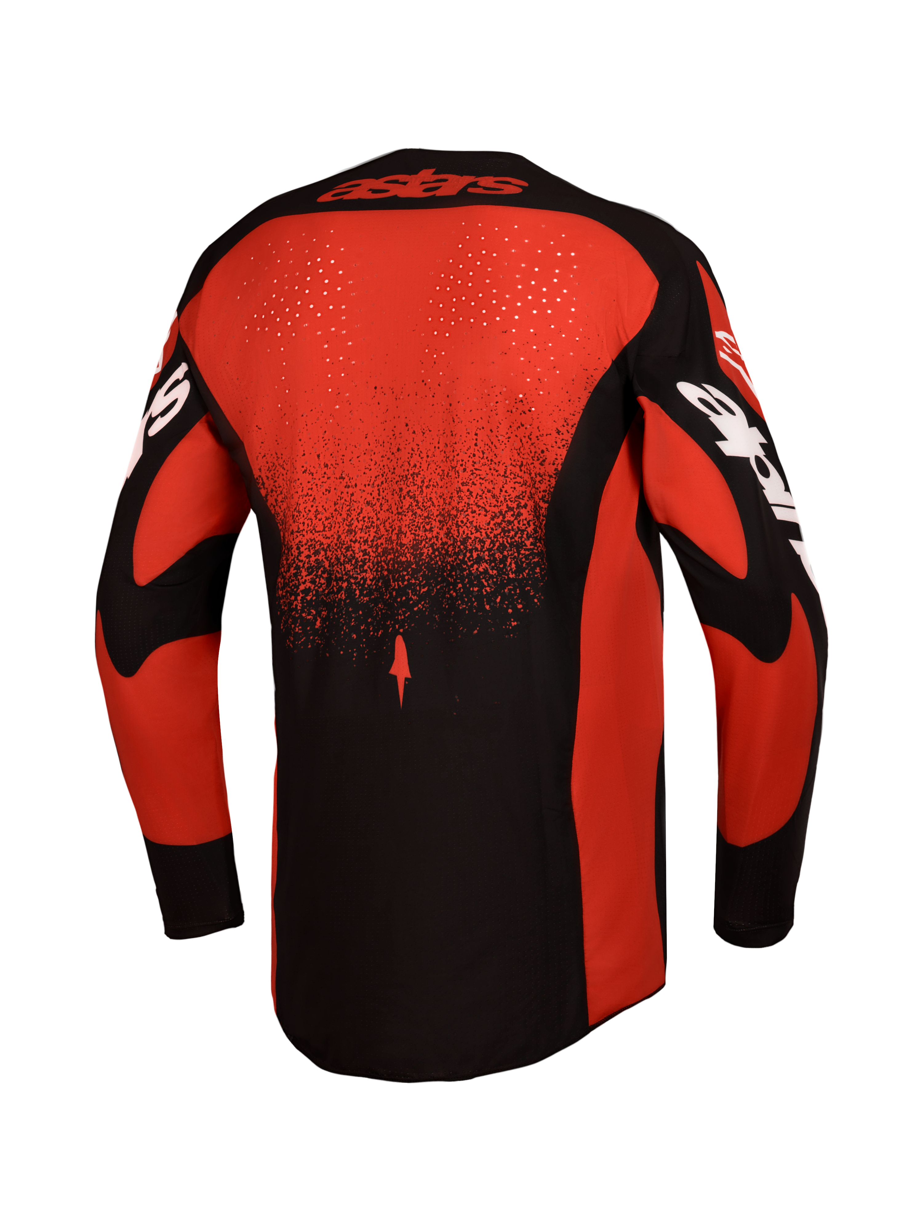 Alpinestars Techstar Swan Trikot AND Gear Set, Herren-Motocross-Trikot, Rückansicht, Rot/Schwarz, lasergeschnittene Belüftung