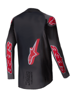 Alpinestars 2025 Supertech Lipan Trikot, Motocross-Offroad-Trikot in Rauchgrau und Hellrot, leichtes Stretch-Mesh mit perforierter Belüftung, Rückansicht