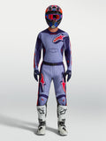 Alpinestars 2027 Racer Air Hunt Gear Set, Men's Purple and Red Motocross Kit with ventilated jersey and white boots.