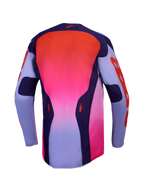 Alpinestars Racer Air Hunt Trikot, Motocross-Renntrikot für Herren, Rückansicht, Lila, Dunkelviolett und Pink Fluo, atmungsaktive Vollmaschenkonstruktion für Motocross-Rennen.