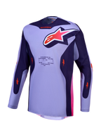 Alpinestars Racer Air Hunt Trikot, lila und violettes Motocross-Renntrikot mit atmungsaktivem Mesh und pinken Akzenten.
