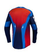 Alpinestars 2027 Racer Hunt Trikot, blau-rotes Herren-Motocrosstrikot, Rückansicht mit feuchtigkeitsableitendem, langem Saum.