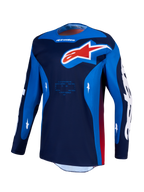 Alpinestars Racer Hunt Trikot, Motocross-Trikot für Herren, Blau und Rot, feuchtigkeitsableitende Polygewebe-Konstruktion.