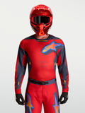 Alpinestars Racer Hunt Jersey, red and gray men's motocross jersey featuring moisture-wicking fabric and ventilated mesh.