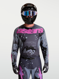 Alpinestars Racer Lone Jersey, Motocross Racing, Men's, Gray Camo and Purple, Lightweight Polyfabric, On-Model.