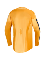 Alpinestars Racer Amber Trikot und Gear Set, Rückansicht, Motocross-Oberteil in Orange und Blau mit verlängertem Rückenteil.