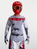 Alpinestars Racer Air Lone Jersey, Gray Camo and Fire Red breathable mesh motocross jersey for men.