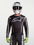 Alpinestars Fluid Apex V2 Jersey, Men's Motocross Jersey, Black and Silver with large star logo, athletic fit.