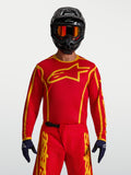 Alpinestars Fluid Apex V2 Trikot, Herren-Motocross-Trikot in Rot und Gold, leichtes, feuchtigkeitsableitendes Polygewebe.