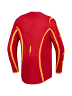 Alpinestars Fluid Apex V2 Trikot, Herren-Motocross-Trikot, Rot und Gold, Rückansicht mit verlängertem Rücken.