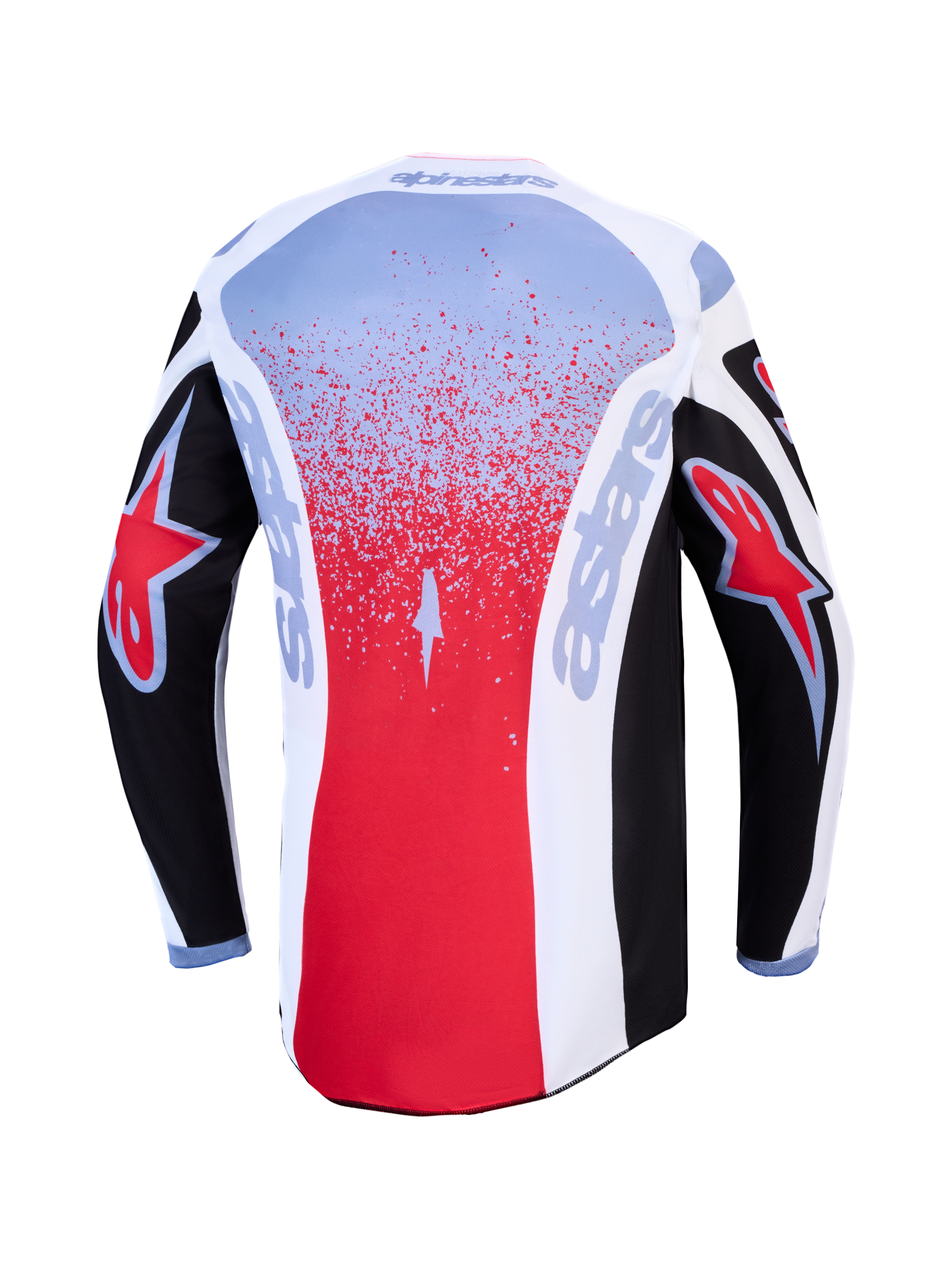 Alpinestars 2027 Fluid Drag Trikot, Motocross-Trikot für Herren, Schwarz-Rot, Rückansicht, feuchtigkeitsableitendes Gewebe.