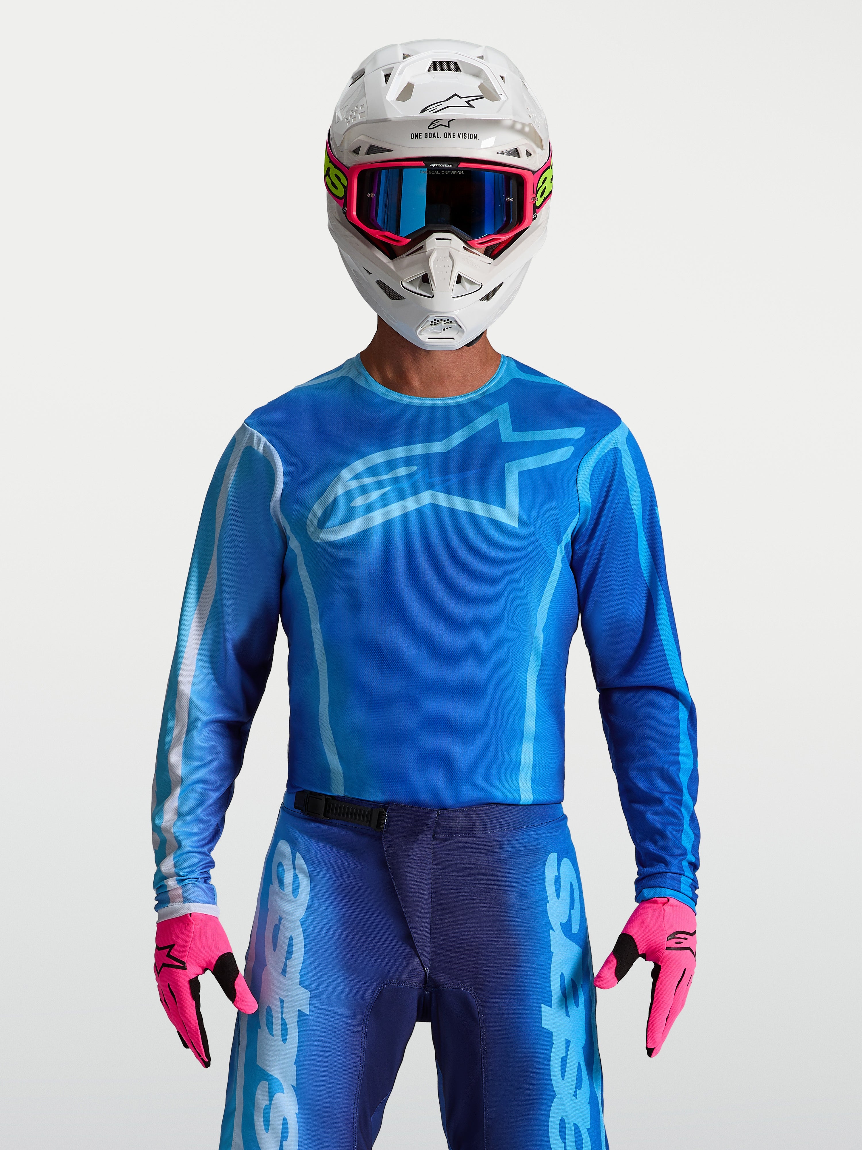 Alpinestars Fluid Kepler Jersey, men's blue motocross racing top with lightweight polyfabric and ergonomic fit.