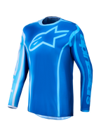 Alpinestars Fluid Kepler Trikot 2027, Motocross-Trikot, Blau und Hellblau, feuchtigkeitsableitendes Polygewebe, großes Stern-Logo auf der Brust