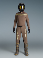Alpinestars Limited Edition Supertech Air Gold Jersey and Pants, Motocross Gear, Men's, Earth Brown and Gold, ventilated mesh.