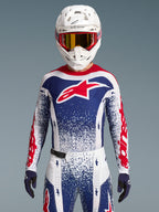 Alpinestars Limited Edition Techstar Unity Jersey, a red, white, and blue motocross top with an athletic race fit.