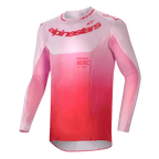 Alpinestars 2024 Supertech Dade Trikot, Motocross-Trikot, Red Berry Lilac mit einem Farbverlauf von Pink zu Rot, langärmelige athletische Passform mit lasergeschnittenen Belüftungsöffnungen und markantem Branding auf der Brust, Performance-Offroad-Bekleidung